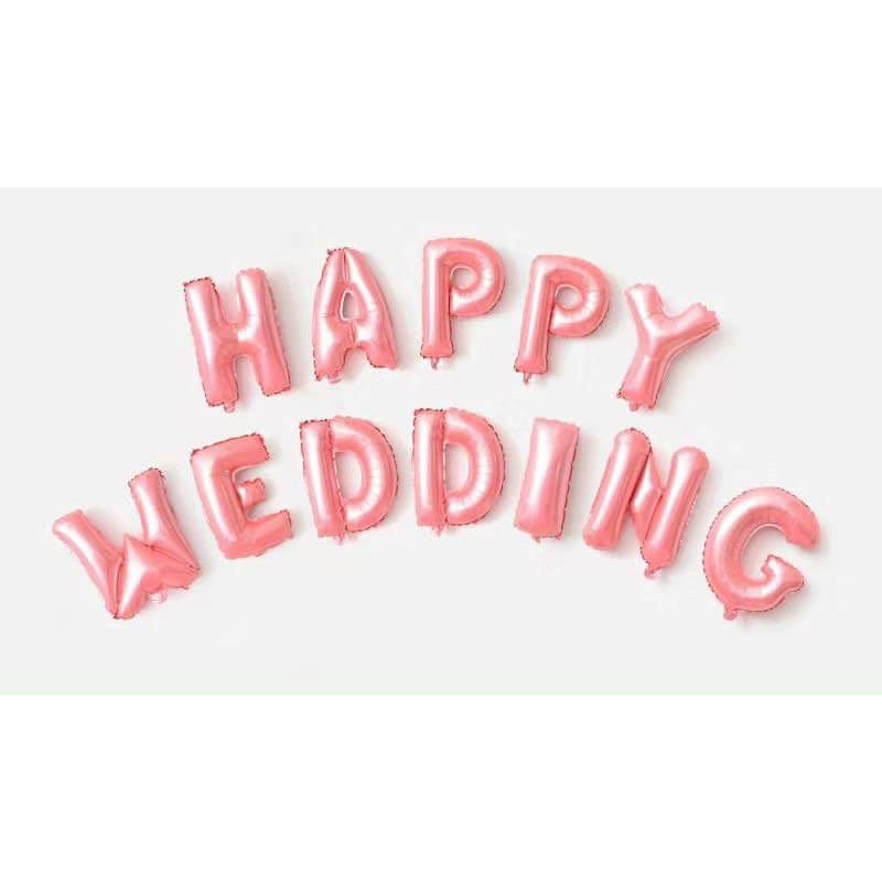 Bỏ sỉ bộ chữ Happy wedding trang trí phòng cưới màu rose gold pastel