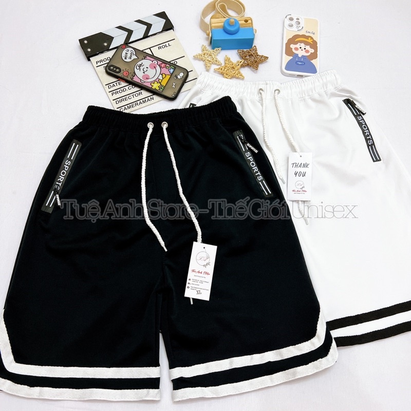 Quần Short Nam túi có khoá kéo chất Poly 2 da cao cấp - Quần Đùi Thể Thao Nam 2V Unisex full size M L XL từ 45-78kg