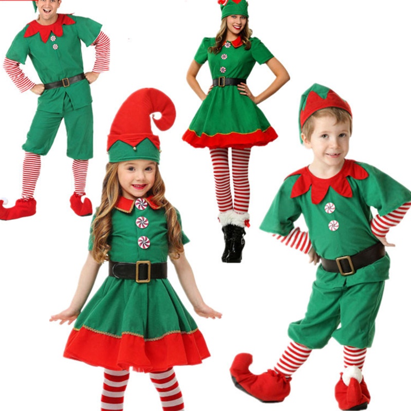 Haha Bộ Đồ Hóa Trang Yêu Tinh Màu Xanh Lá Đỏ Cổ Điển Giáng Sinh / Halloween / Giáng Sinh Cho Người Lớn Và Trẻ Em