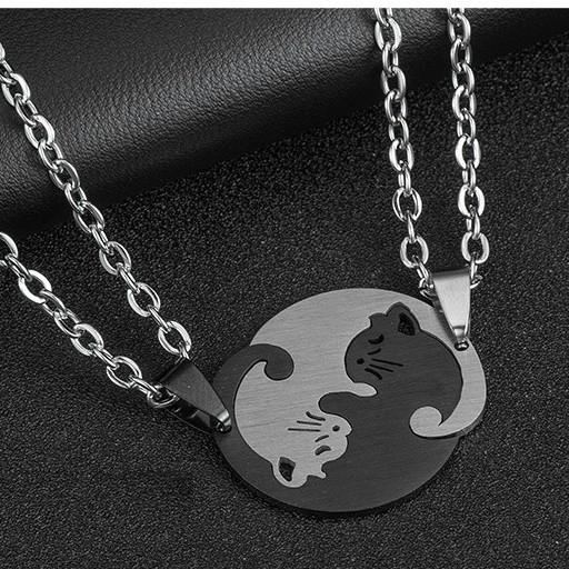 Dây Chuyền Cặp Đôi Mèo Âm Dương Asta Accessories - Mặt Vòng Cổ Đôi Mèo Chất Thép Titan Không Gỉ - Cặp Đôi Mèo Âm Dương
