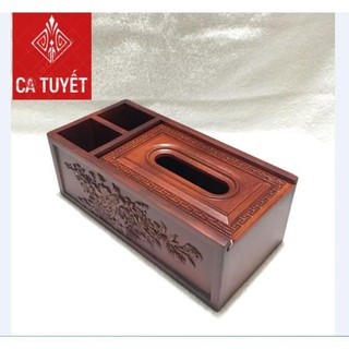 [FREESHIP] [RẺ NHẤT] Hộp đựng giấy ăn 3 ngăn 2IN1 GỖ HƯƠNG ĐỎ chạm thành siêu đẹp - LOẠI TO ( ẢNH THẬT)