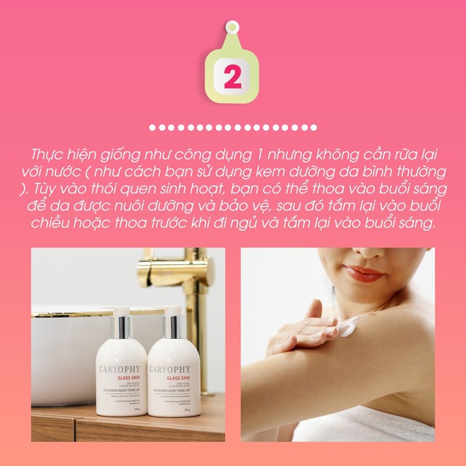 [Sample] Kem Dưỡng Ẩm Trắng Da 3 in 1 Glass skin in Shower Body Tone up Caryophy 5ml