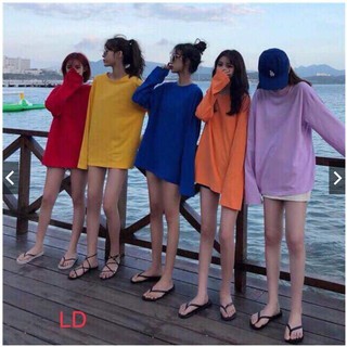 Tuyệt Áo thun trơn tay dài oversize form rộng đẹp