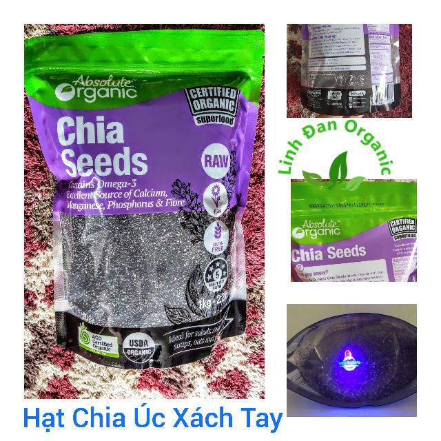 Combo 20 túi Hạt chia Úc loại 1 kg hạn dùng 2023- tặng kèm bút soi UV cho hàng chính ngạch