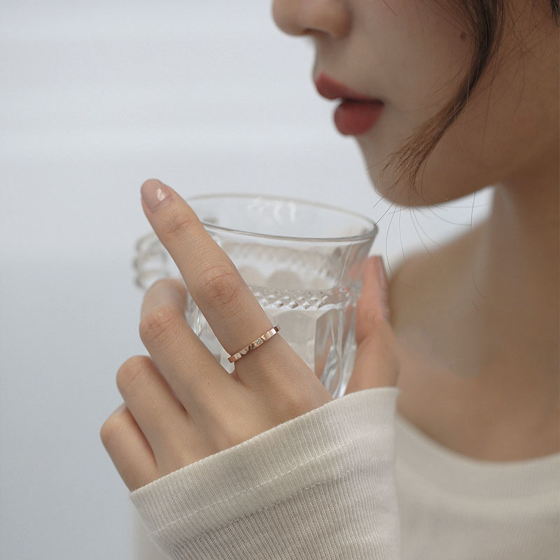 Nhẫn Thép Titan Màu Vàng Hồng/Bạc Đính Đá Thời Trang Dành Cho Nữ