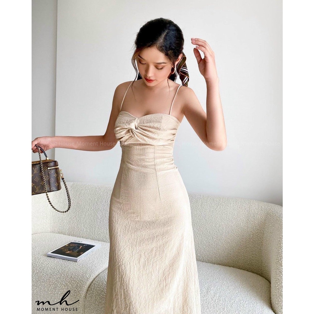 Váy TWIST 2 dây dáng xòe, xoắn ngực, chất liệu xốp nhún có co giãn, form váy xòe, hàng thiết kế chuẩn form
