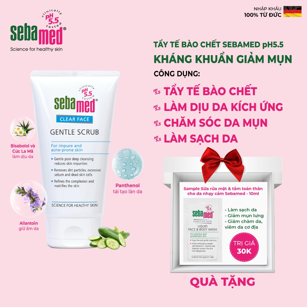 Tẩy tế bào chết Sebamed Clear Face Gentle Scrub pH5.5 (150ml)