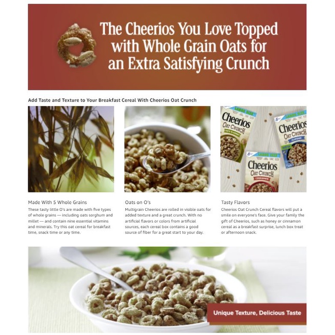 Ngũ cốc ăn sáng hạnh nhân Cheerios Oat Crunch Almond, 18,2 oz