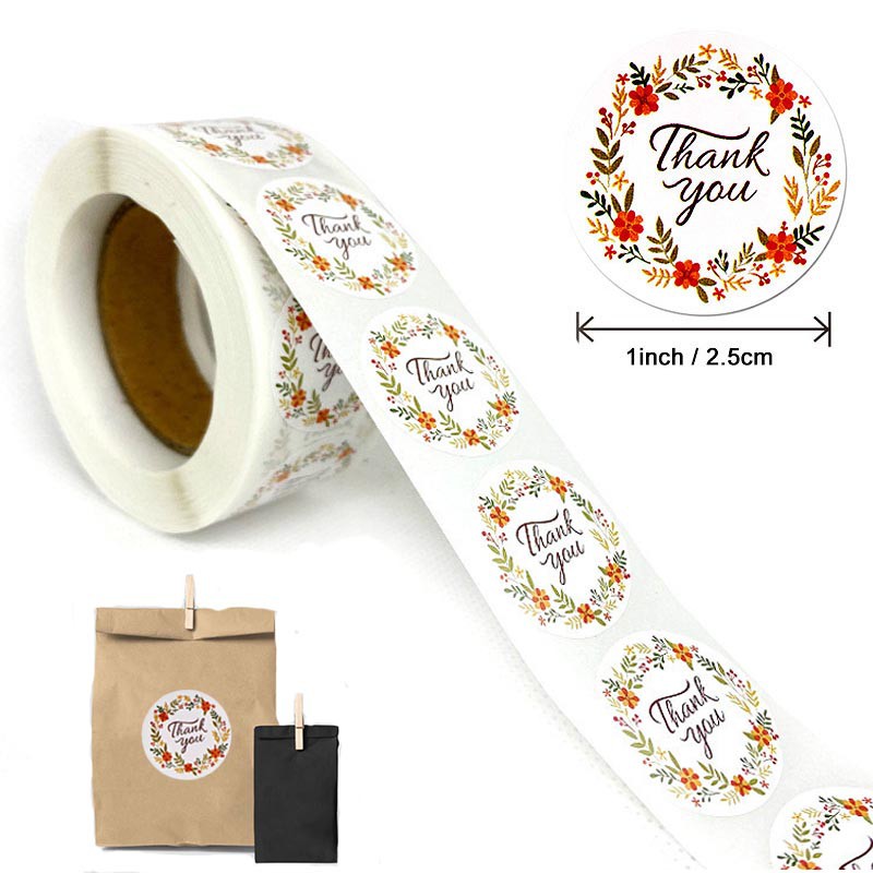 Set 500 Nhãn Dán Họa Tiết Chữ thank you Trang Trí Thiệp Cưới