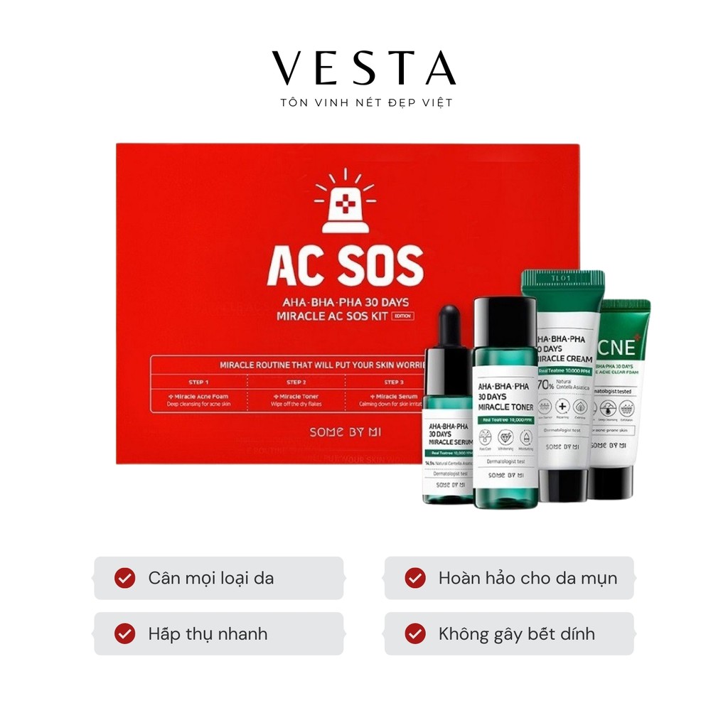 Bộ Kit Giảm Mụn Some By Mi AC SOS AHA BHA PHA 30 Days