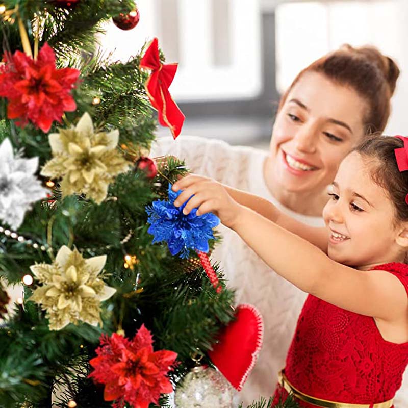 Bộ 5 hoa nhân tạo nhiều màu sắc trang trí bữa tiệc Giáng Sinh