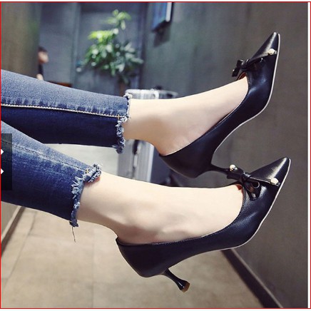Giày Cao Gót Nữ Đính Nơ