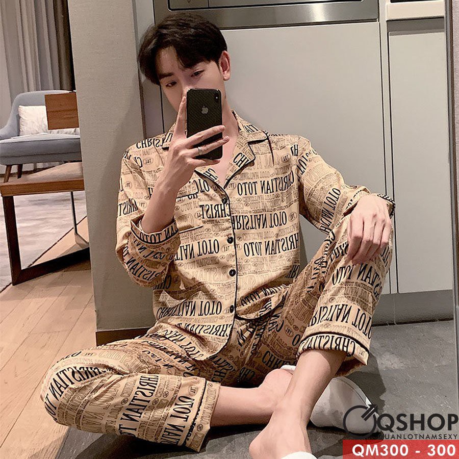 BỘ ĐỒ PIJAMA NAM LỤA SATIN TAY DÀI NAM QM172,QM291,QM292,QM294,QM295,QM299,QM301