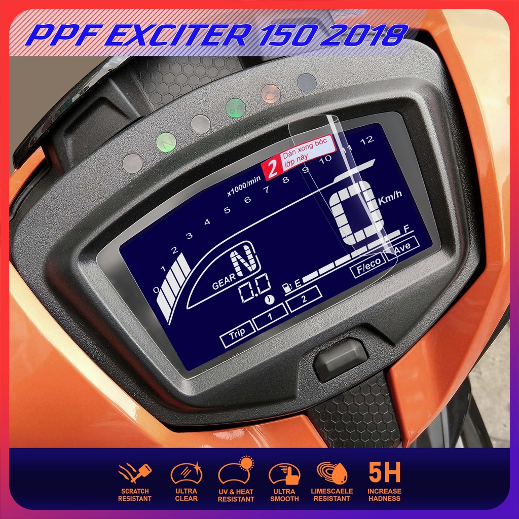 Exciter 150 2018 miếng dán PPF bảo vệ mặt đồng hồ Exciter 150 2018 cao cấp chống trầy xước