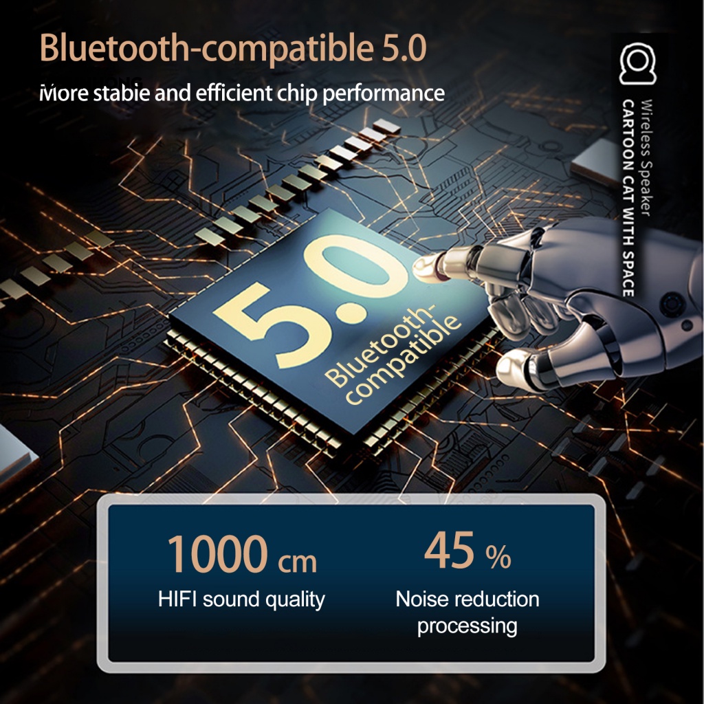 Loa Bluetooth 5.0 Không Dây Âm Thanh Siêu Nhẹ Hình Mèo Dễ Thương