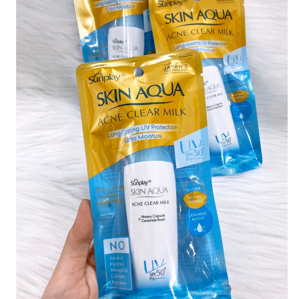 Sữa chống nắng dưỡng da ngừa mụn Sunplay Skin Aqua Acne Clear Milk 25gr