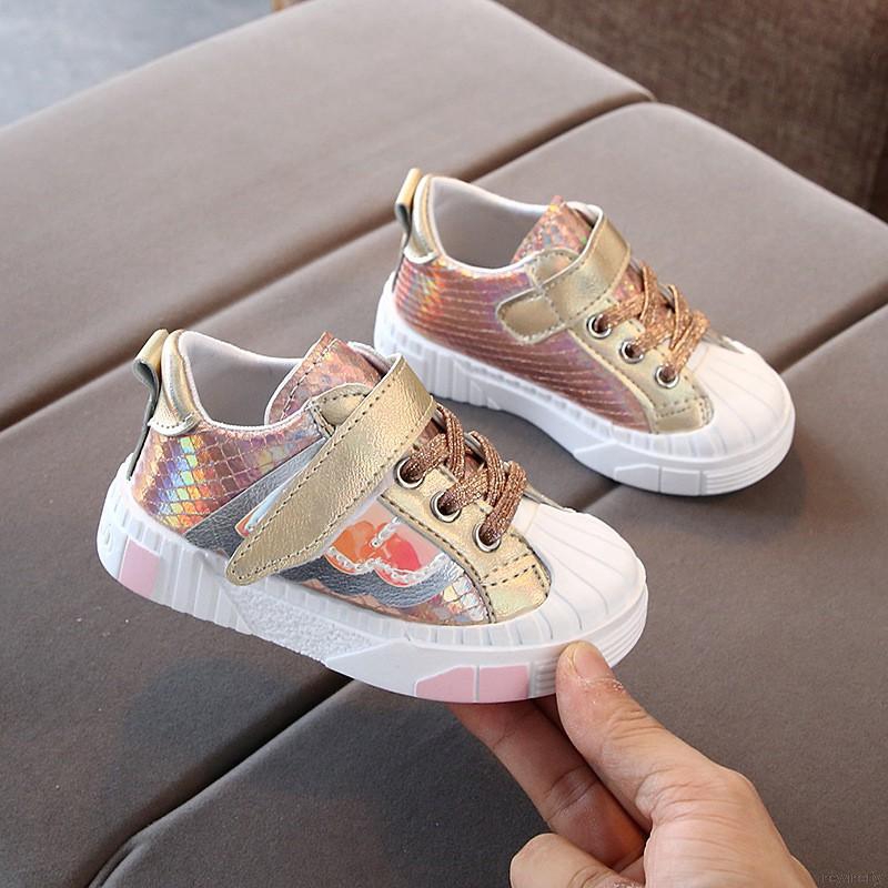 Giày sneaker đế mềm chống trơn họa tiết cánh chim màu cầu vồng thời trang mùa thu kiểu Hàn cho bé trai và bé gái