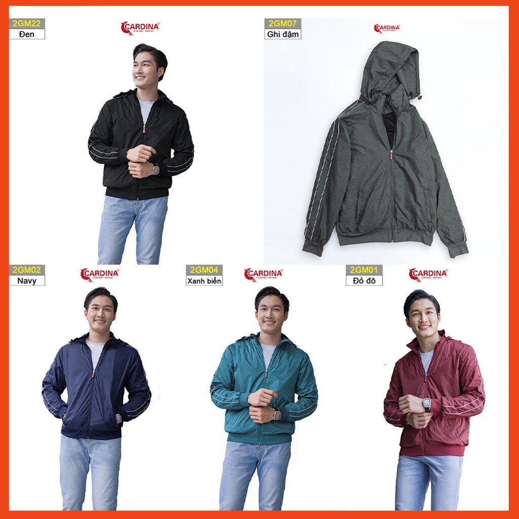 Áo gió nam CARDINA  áo khoác thể thao 2 lớp lót lưới cao cấp siêu nhẹ cản gió giữ nhiệt cản bụi chống nước nam tính  2GM