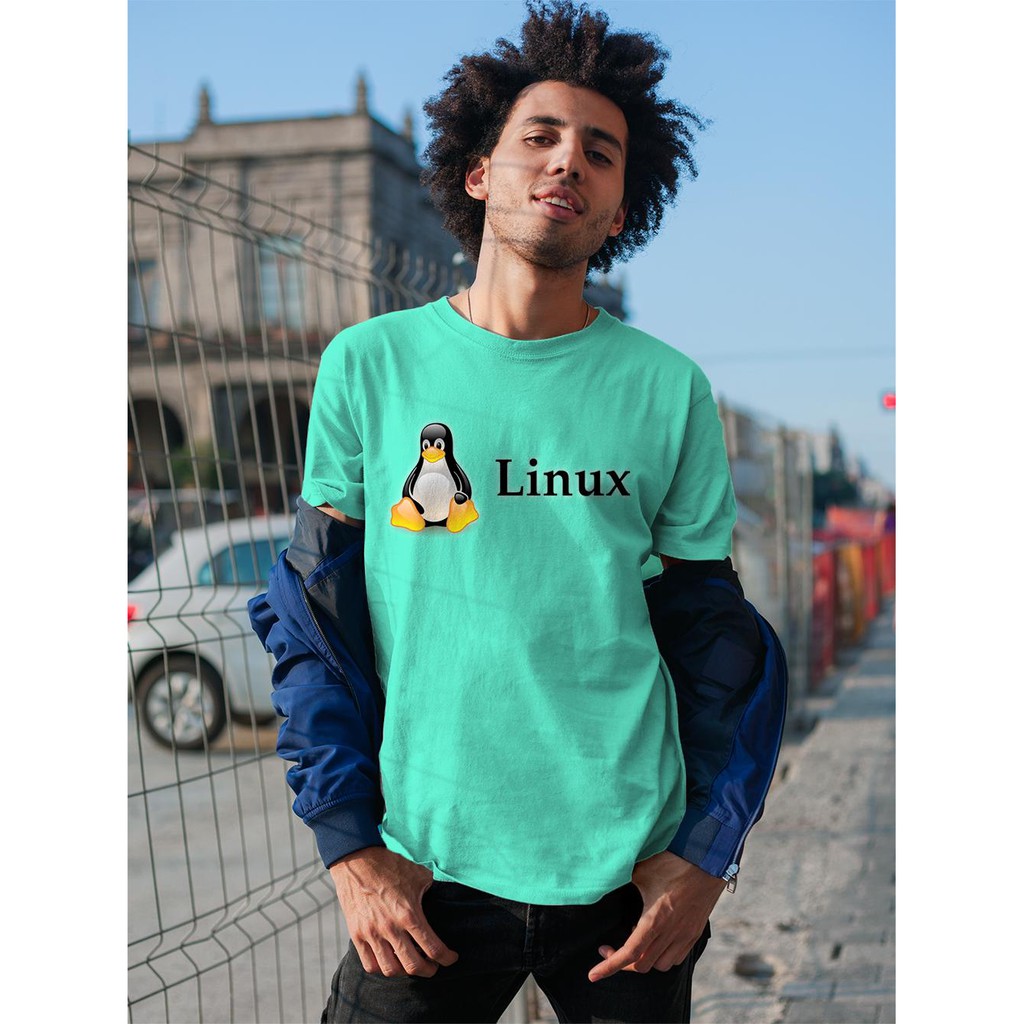 Áo thun in hình hệ điều hành Linux và chú cánh cụt dễ thương
