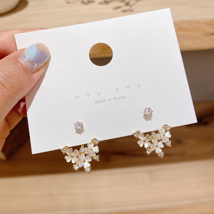 Bông Tai Hình Chữ V Đính Đá Lấp Lánh Phong Cách Hàn Quốc Thời Trang Cho Nữ