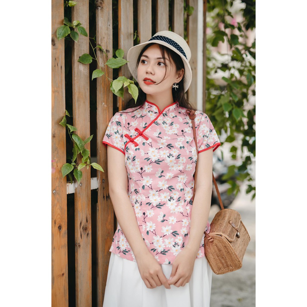 Áo Sườn Xám hoa/ trơn (suông&chít eo)
