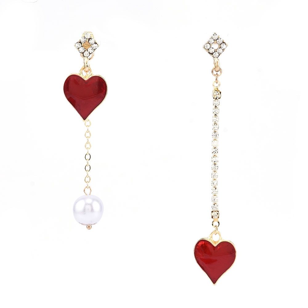 1 Đôi Bông Tai Dáng Dài Hình Trái Tim Đính Đá Thời Trang