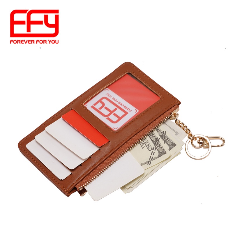 Ví Đựng Tiền Xu/Thẻ Bằng Da Pu Có Khóa Kéo Đơn Giản Phong Cách Hàn Quốc