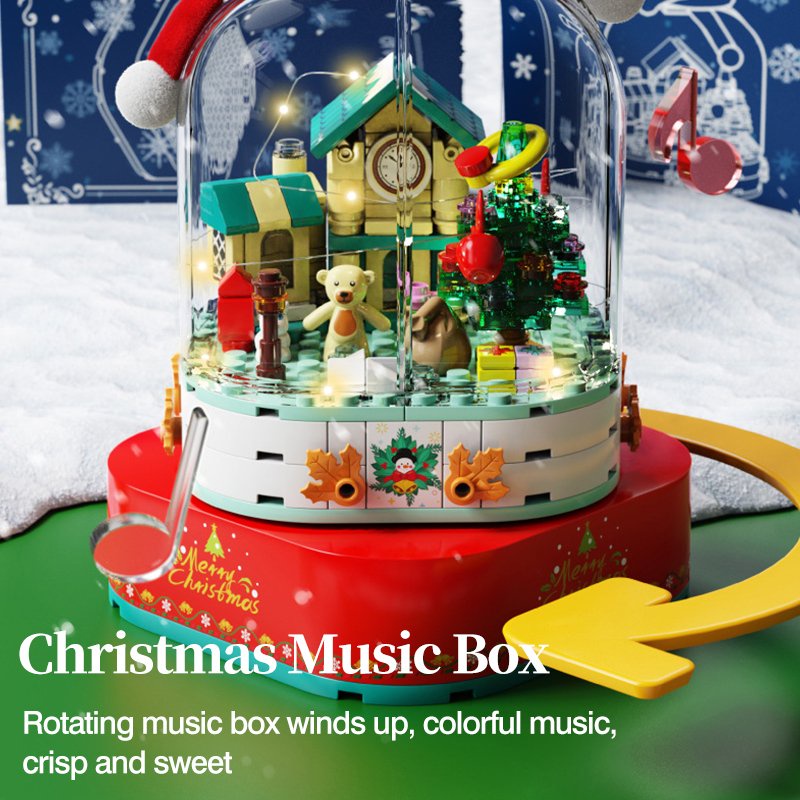 Lắp ráp mô hình noel Christmas sembo 601162 hộp nhạc người tuyết mùa đông noel
