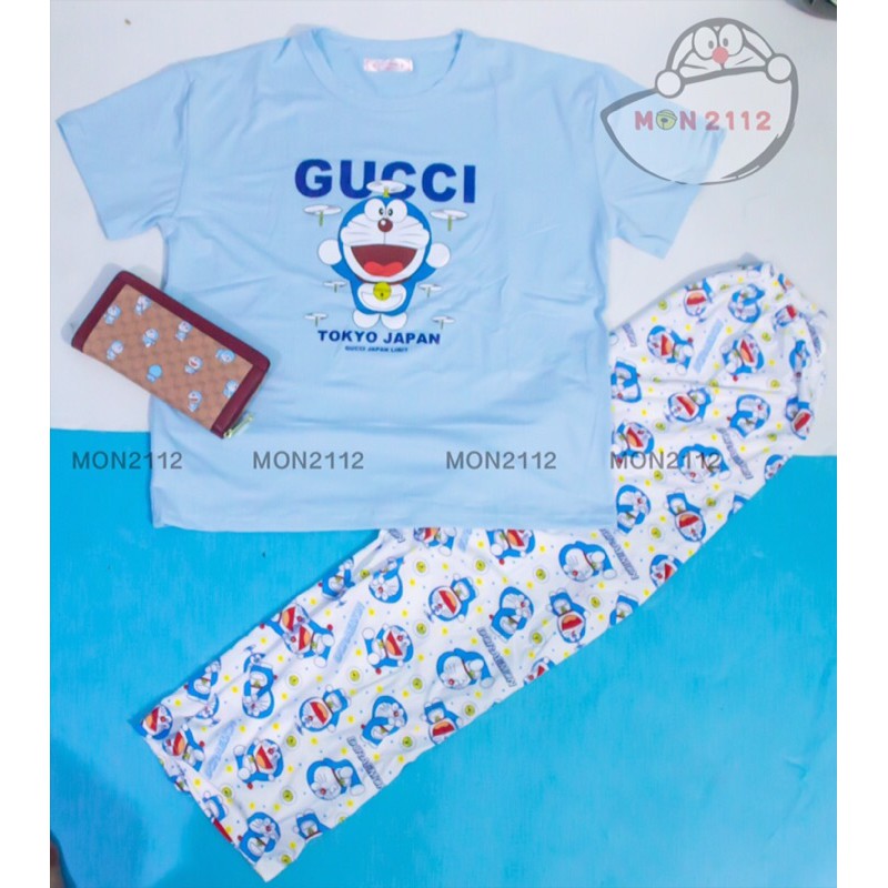 BỘ ĐỒ QUẦN ÁO HÈ THUN COTTON FREESIZE 40-65KG DORAEMON DOREMON