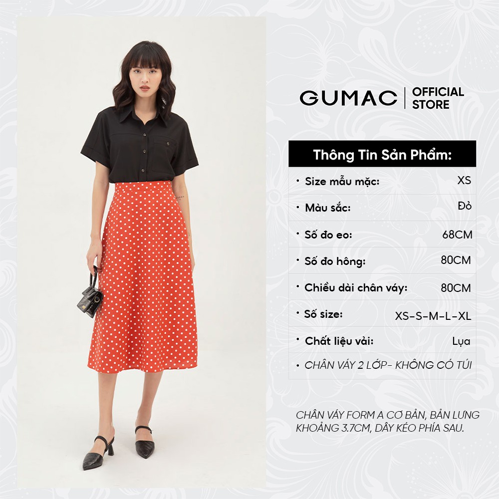 Chân váy nữ dài họa tiết chấm bi GUMAC màu đỏ đủ size, phong cách trẻ trung, thanh lịch VB3127 | BigBuy360 - bigbuy360.vn