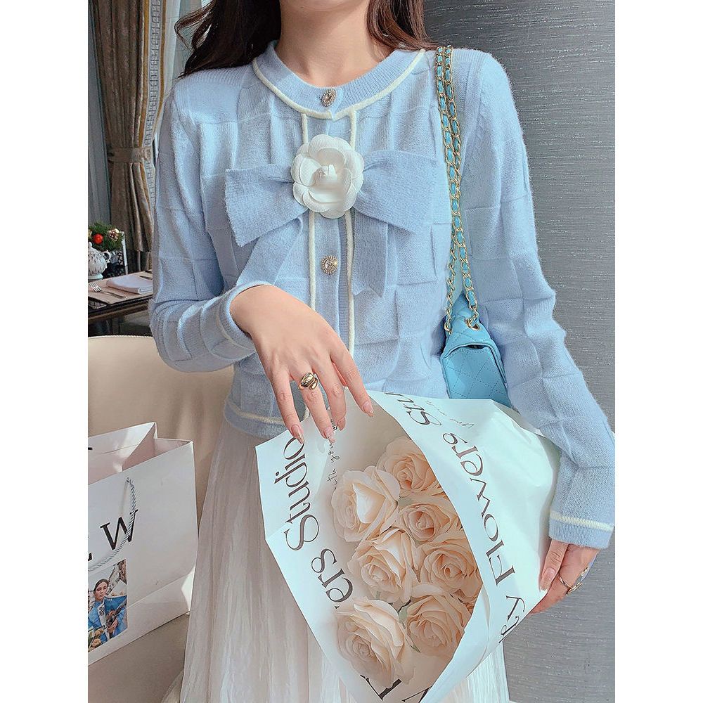 Áo Khoác Cardigan Dệt Kim Tay Dài Phong Cách Xiaoxiang Hàng Mới Dành Cho Bạn Nữ