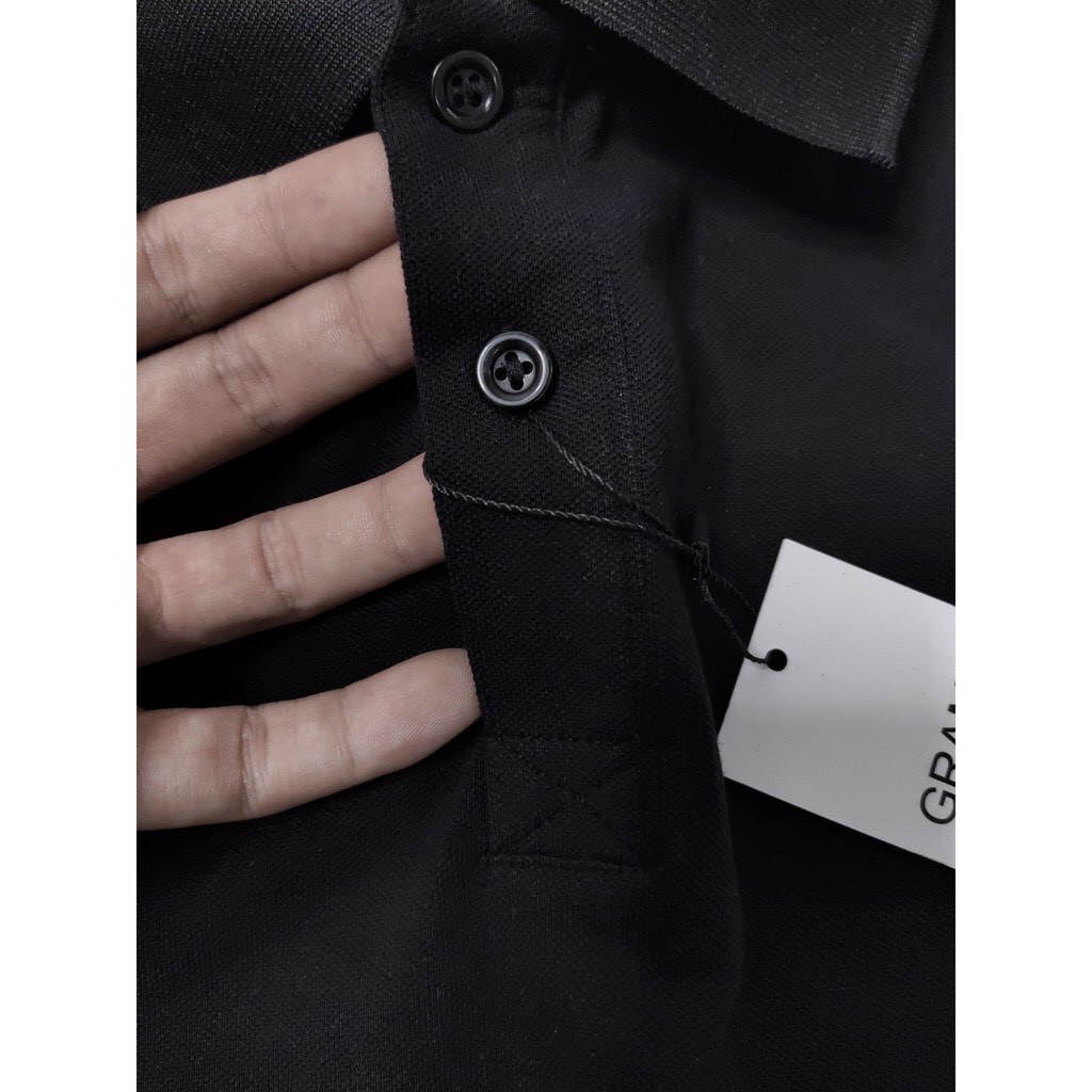 Áo Polo nam cổ bẻ vải Cotton cá xấU,chuẩn form,sang trọng - lịch lãm màu Đen - GRAMEN