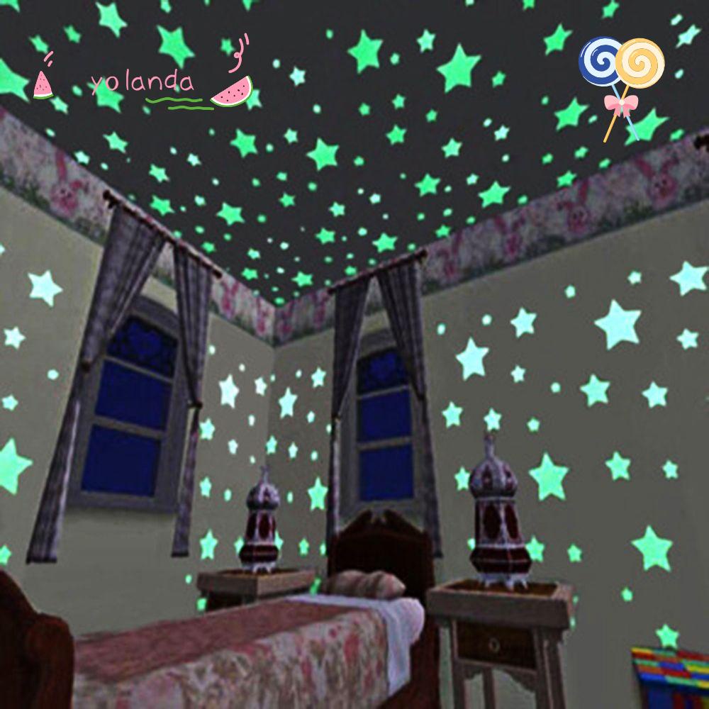 Set 100 Sticker Dạ Quang Dán Tường Trang Trí Phòng Trẻ Em