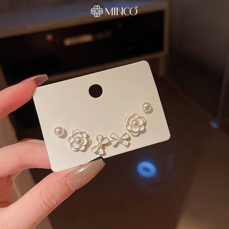 Bông tai nữ Minco Accessories sét ba khuyên tai tiểu thư xinh xắn phụ kiện thời trang đẹp cho nữ BT65