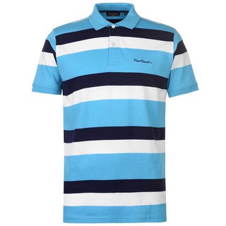 [100% Cotton - Sale] Áo thun nam Pierre Cardin Trio Striped Jersey Polo (Turq/Deep Blue - Size EU -)