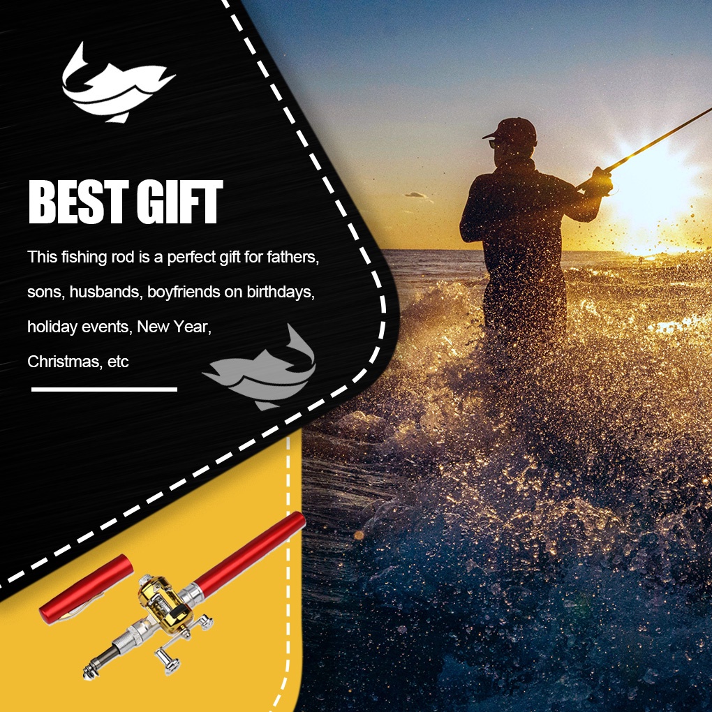 [Global] Pen Shaped Fishing Rod Mini Portable Aluminum Alloy Telescopic Pen Fishing Pole Pocket Fisherman Craft Gift