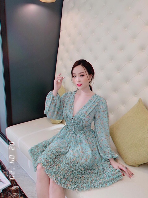 JUMPSUIT HOA TẦNG BO EO