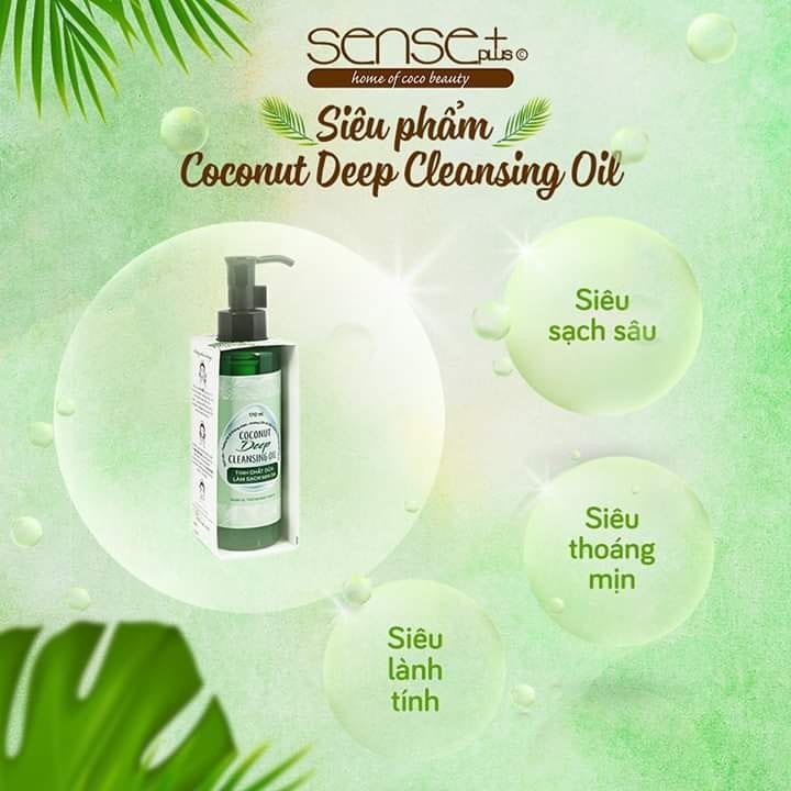 (Date 03/2022)Tinh chất dầu dừa làm sạch mịn da Sense Plus Coconut Deep Cleansing Oil 170ml <0514662>