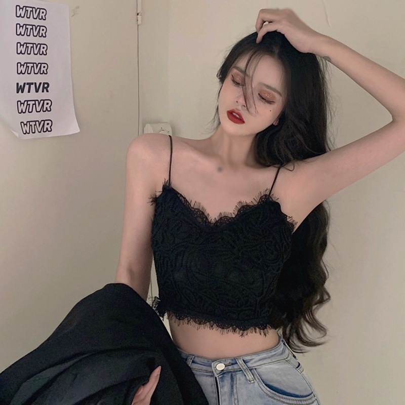 Áo hai dây phối ren kiểu dáng quyến rũ cho nữ