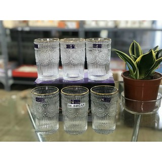 Bộ 6 cốc ly thủy tinh pha lê mạ vàng họa tiết trống đồng chịu nhiệt sang trọng tinh tế - Phong cách Bắc Âu 5.0