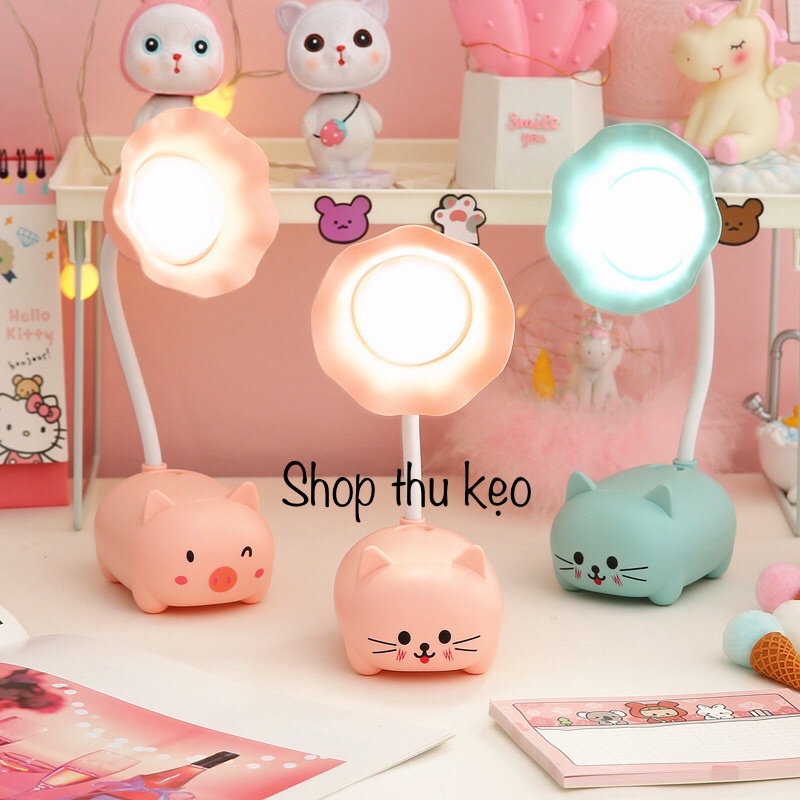 Đèn học để bàn ⚡FREESHIP⚡ Đèn học heo xinh tích điện ánh sáng điện LED cho học sinh