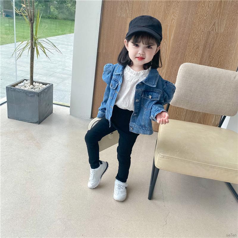 Áo Khoác Denim Tay Phồng Cho Bé Gái 1-6 Tuổi