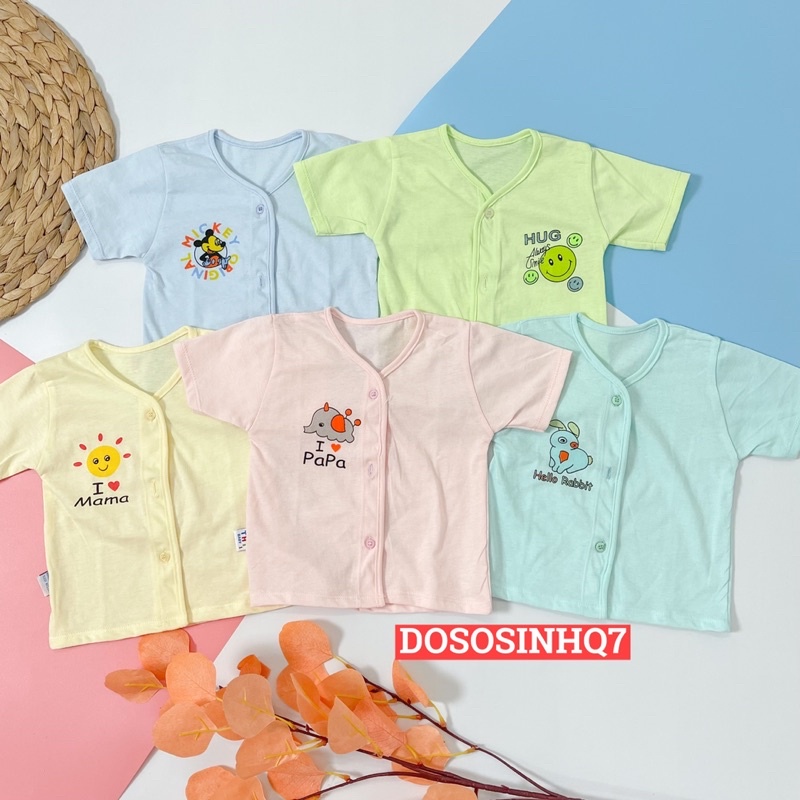 Set 5 áo sơ sinh cài giữa cotton cao cấp cho bé