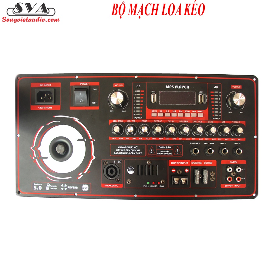 BỘ MẠCH LOA KÉO TẤC ĐÔI REVERB V200  - ĐỎ