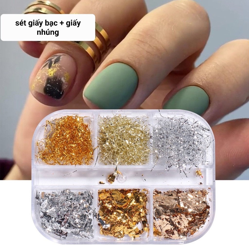 Giấy bạc nail, sét nhũ ẩn, giấy bạc ẩn, nhũ ẩn nail