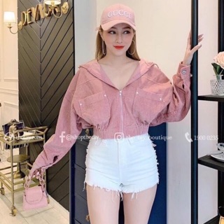 ÁO KHOÁC GÂN HỒNG