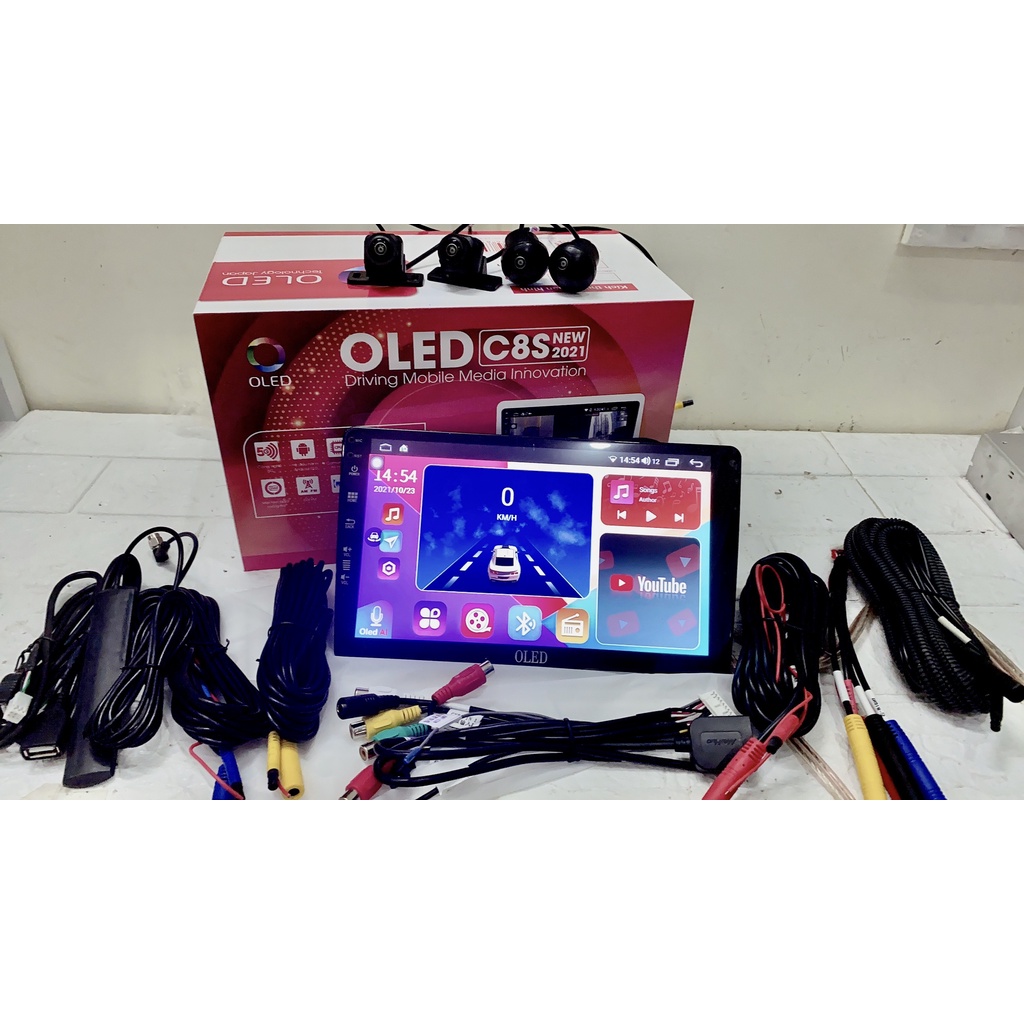 Màn liền camera 360 OLEDPRO C8S cho xe ô tô kèm 4 cam, Màn hình dvd android OLED C8S ram 3g rom 32g, OLEDPRO C8 NEW 2022