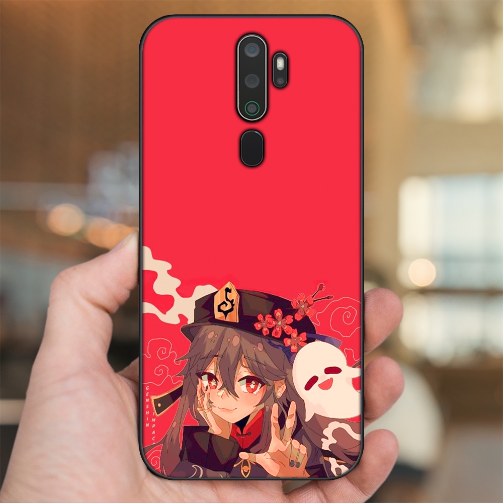 Ốp lưng Oppo A5 2020, A9 2020 viền đen in hình Hutao Genshin Impact