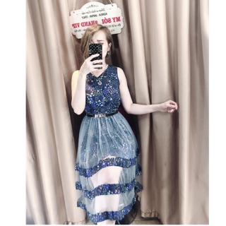 Đầm voan hoa nhí sz sm