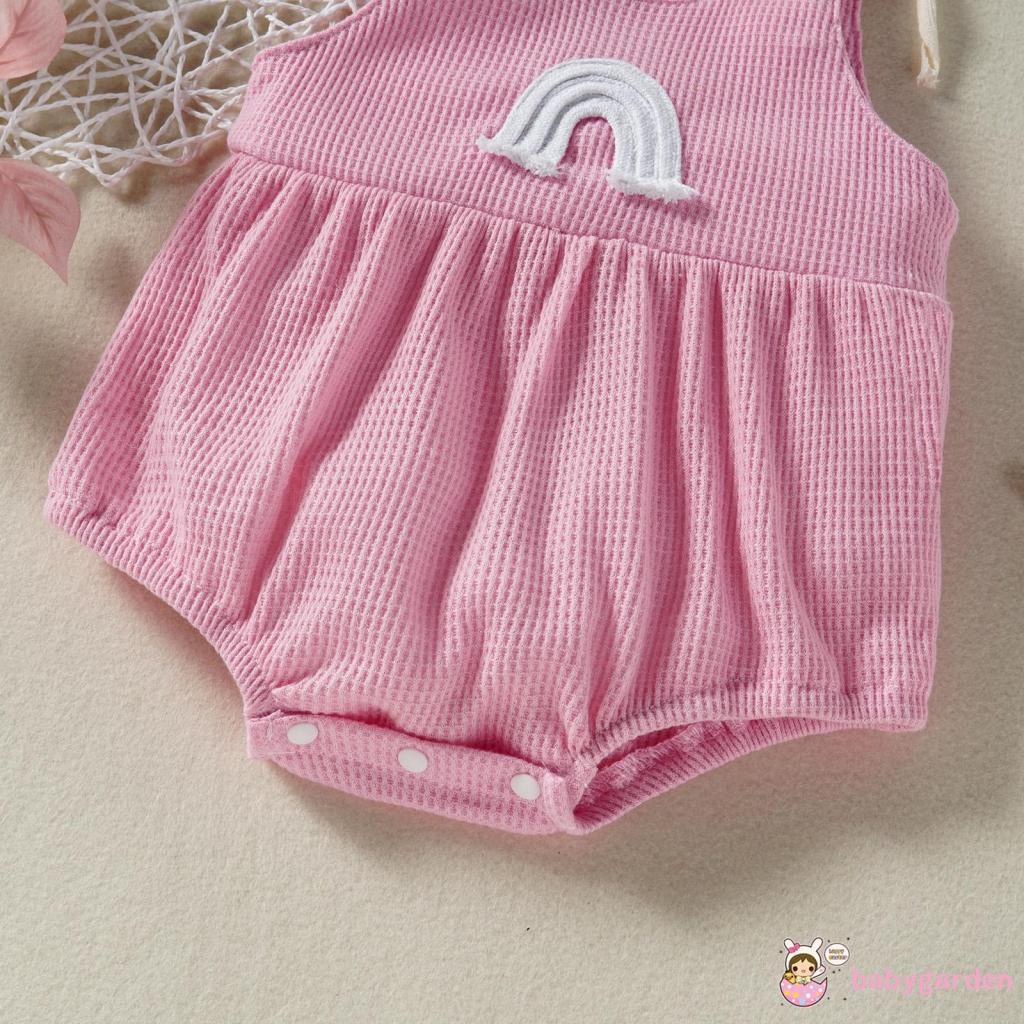 Bộ Áo Liền Quần Sát Nách Họa Tiết Cầu Vồng Dễ Thương Cho Bé Gái 0-24 Tháng Tuổi